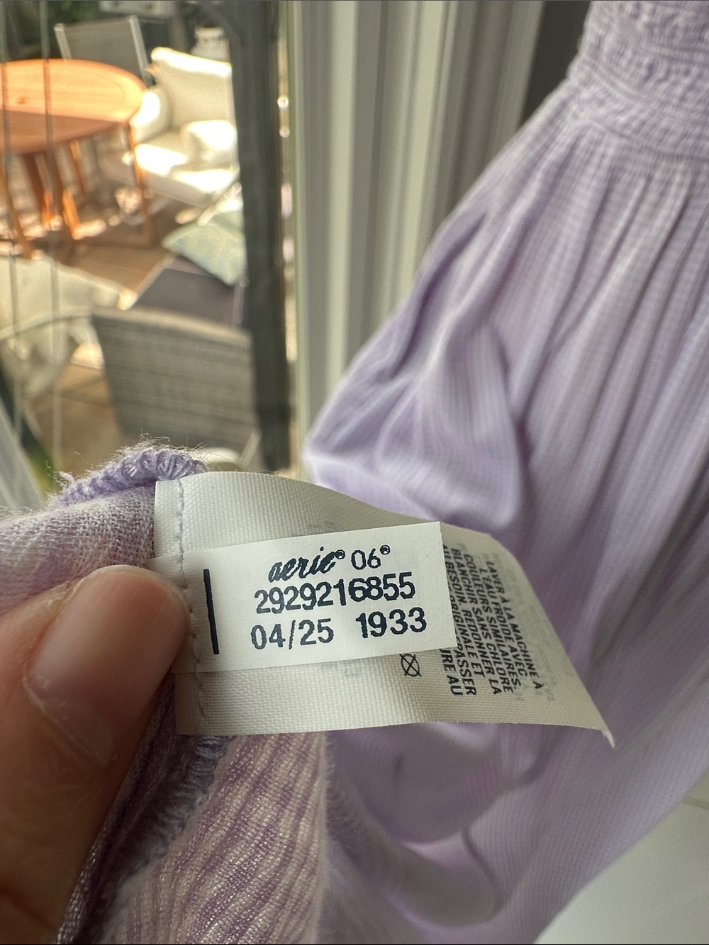 AERIE Lavender White Gingham Smocked Maxi Dress Cottagecore Dropped Waist Small - Picture 8 of 13